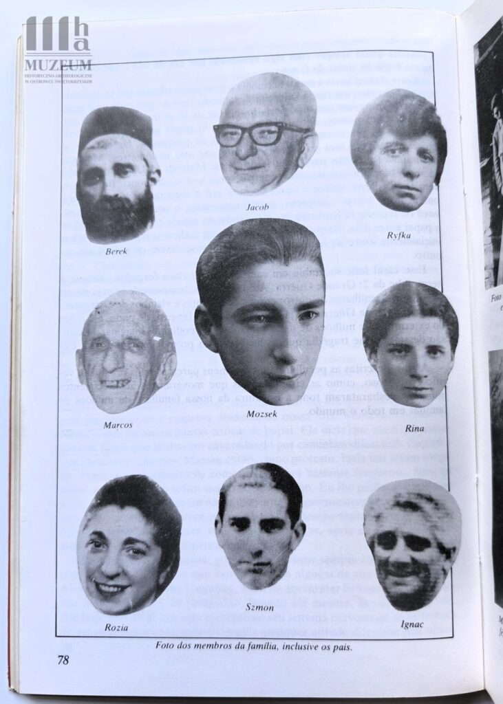 Zdjęcie przedstawiające członków rodziny autora w formie 9 głów, na środku głowa autora